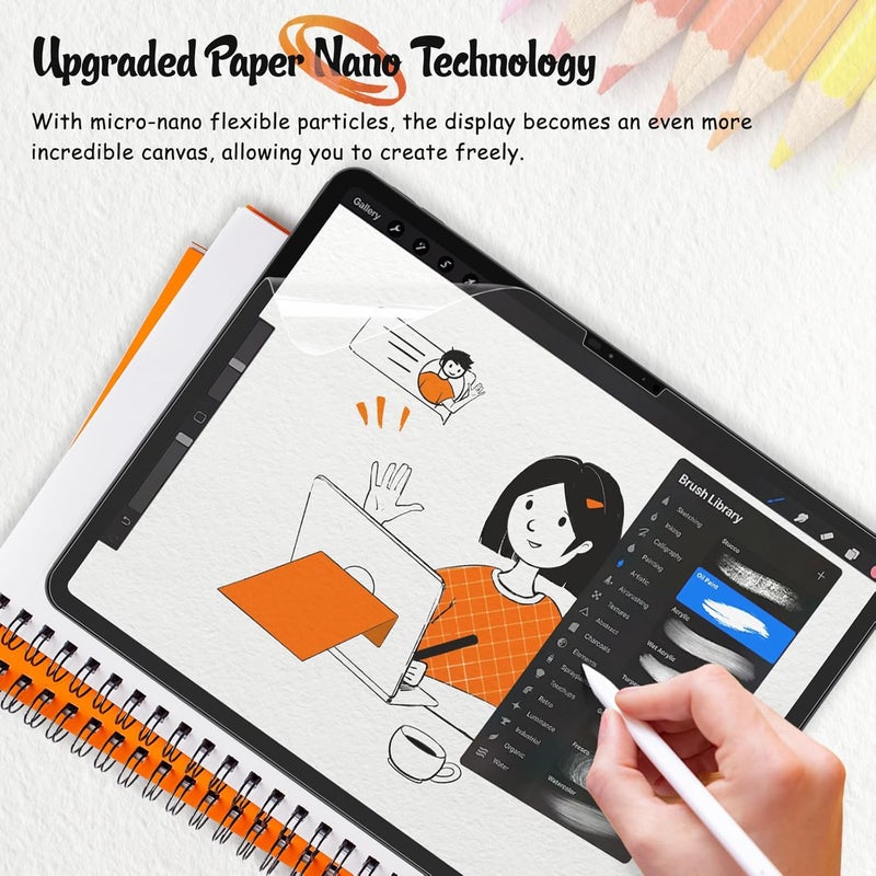 KCT 2 Pack PaperNano Screen Protector Compatible with iPad Air 13 inch (M3 2025)&(M2 2024)/ iPad Pro 13 inch M5 2025/ M4 2024, Paper Nano-Texture Film for Drawing, Anti Glare, Touch Sensitivity - Image 5